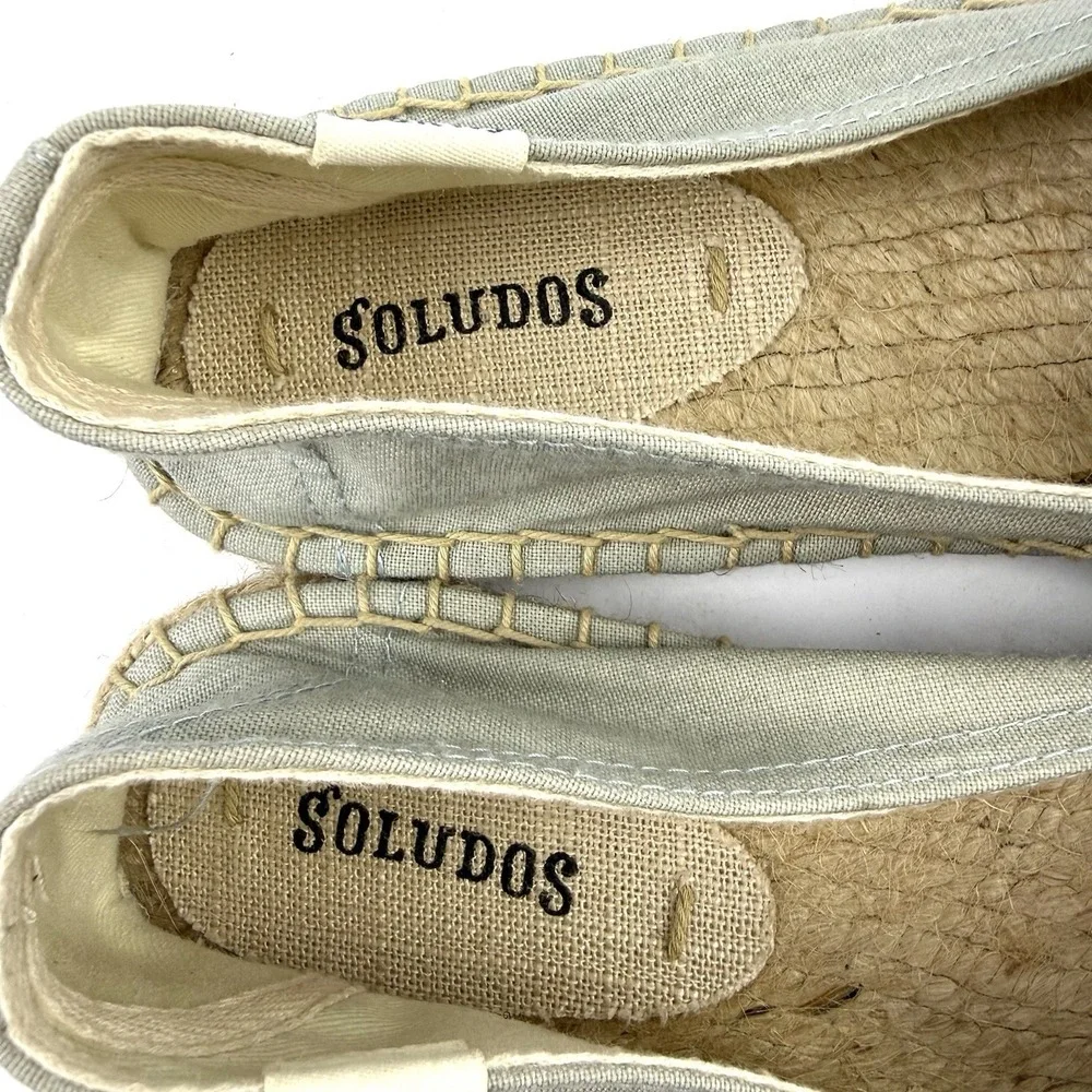 Soludos Espadrille Shoes 9.5  Flamingo Pink Gray Canvas Slip On Womens Brand New